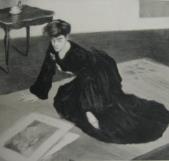 Woman Looking at Prints