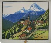 Mountain Village with Church  (ARTS AND CRAFTS)