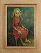 Seated Girl in Red Dress