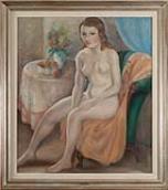 Female Nude on a Green Chair
